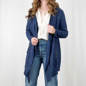 Stunning Sandwich_ 100% Pure Linen Long Open Duster Cardigan Light Jacket Coat